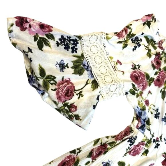 Love Delirious Maternity XL Floral Dress Cold Shoulder Boho Cottagecore Spring - Picture 7 of 9